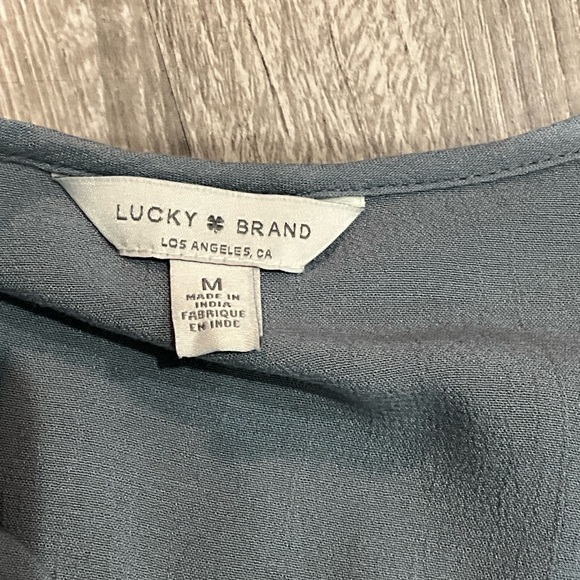 Lucky Brand Charcoal Embroidered Blouse size medium - Picture 2 of 8
